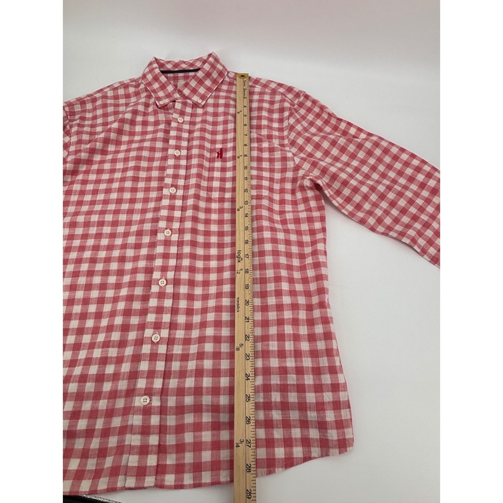 johnnie-O Hangin Out Mens Large Red White Gingham Button Down Shirt JMWL3140 - Picture 8 of 11